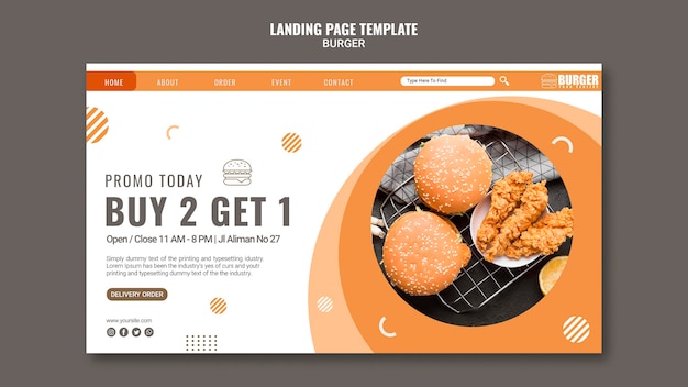 Gratis PSD bestemmingspagina voor burgerrestaurant