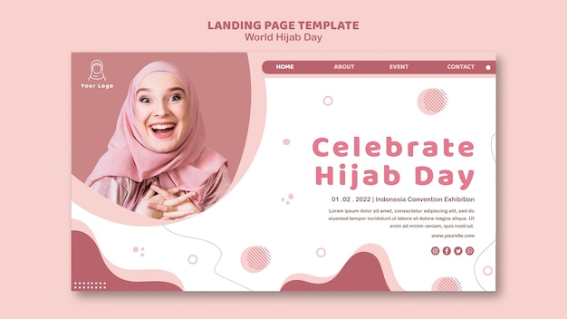 Gratis PSD bestemmingspagina voor de viering van de hijabdag ter wereld