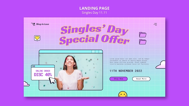 Gratis PSD bestemmingspagina voor singles-dagviering