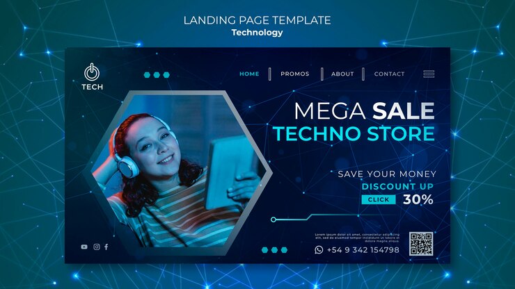 Gratis PSD bestemmingspagina voor technowinkel