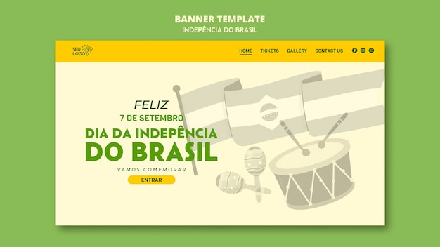 Gratis PSD bestemmingspaginasjabloon voor de viering van de onafhankelijkheidsdag van brazilië