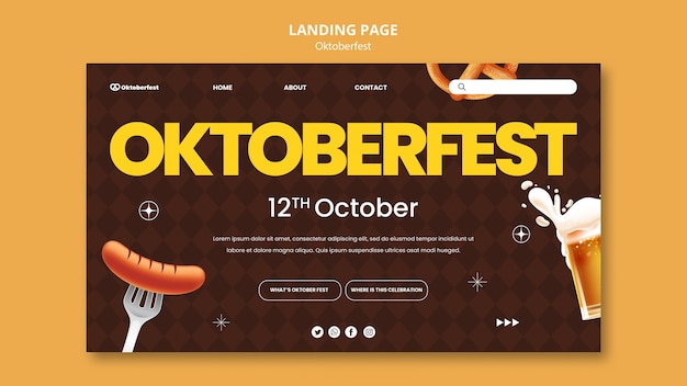 Gratis PSD bestemmingspaginasjabloon voor oktoberfest bierfestivalviering