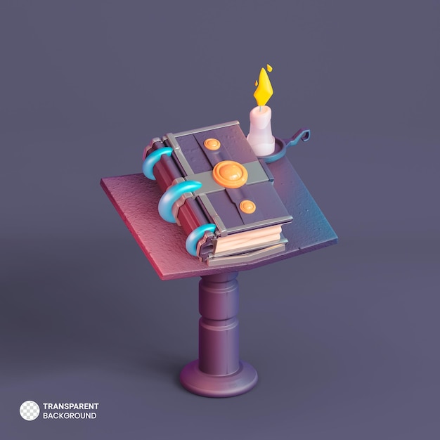 Betoverd magisch boekpictogram geïsoleerde 3d render illustratie