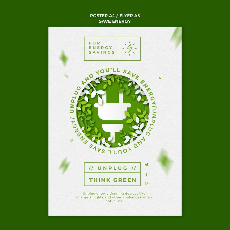 Gratis PSD bewaar energie flyer-sjabloon