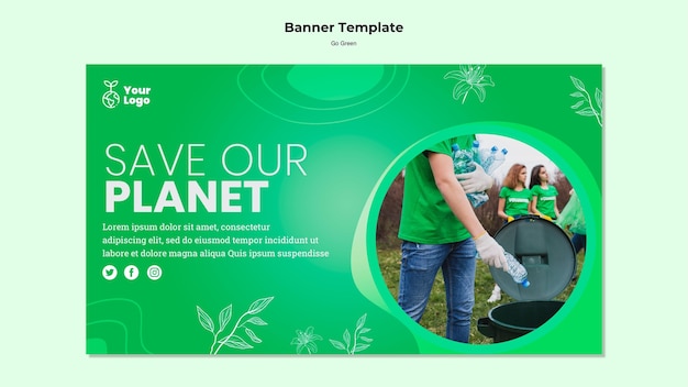 Gratis PSD bewaar onze sjabloon voor spandoek van planeet