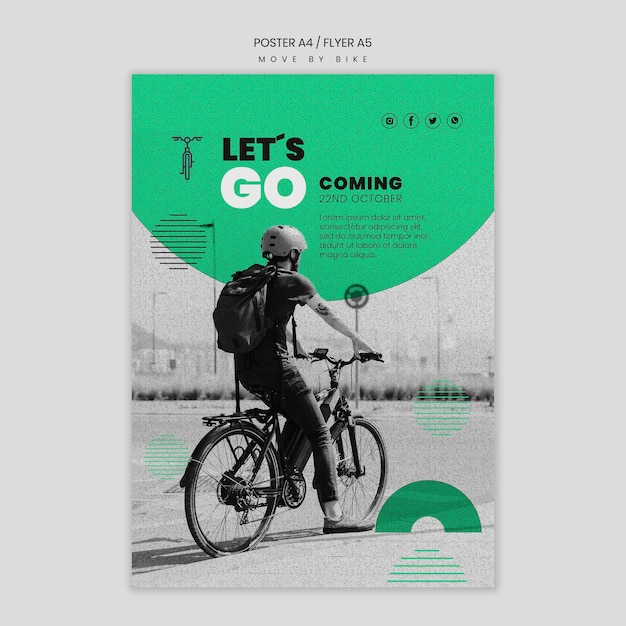 Gratis PSD beweeg per fiets-poster-thema