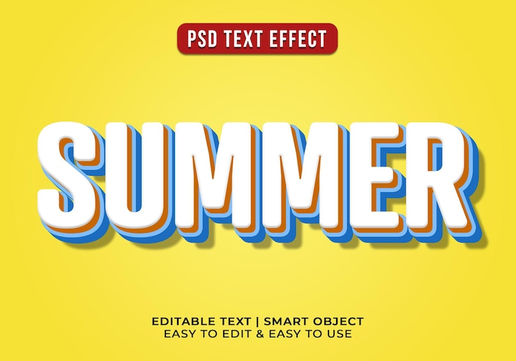 Gratis PSD bewerkbare 3d zomertekst-effect