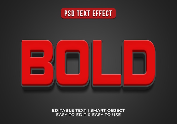 Gratis PSD bewerkbare rode en zwarte kleur 3d tekst sjabloon