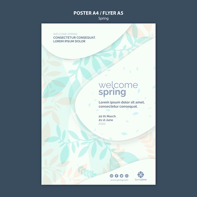 PSD gratuito bienvenida plantilla de póster de primavera