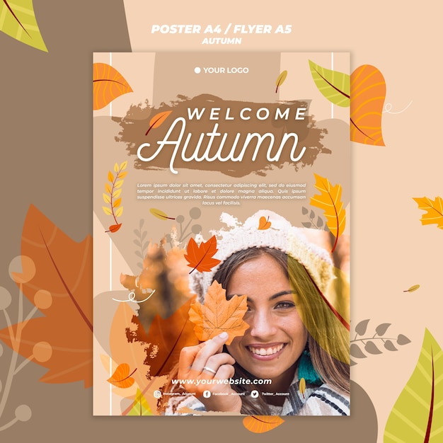 PSD gratuito bienvenido plantilla de póster de otoño