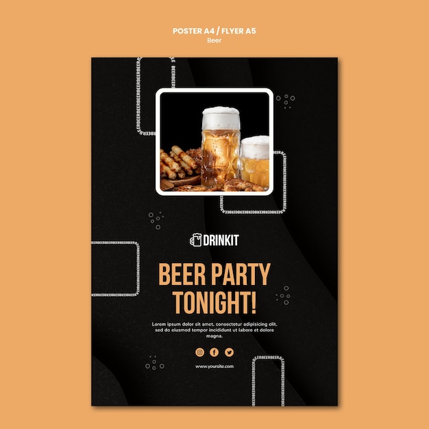 Gratis PSD bier concept poster sjabloon