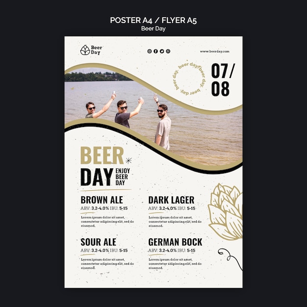 Gratis PSD bier dag poster sjabloon