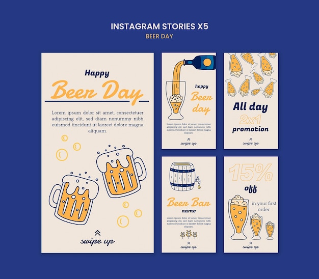 Gratis PSD bier dag viering instagram verhalen