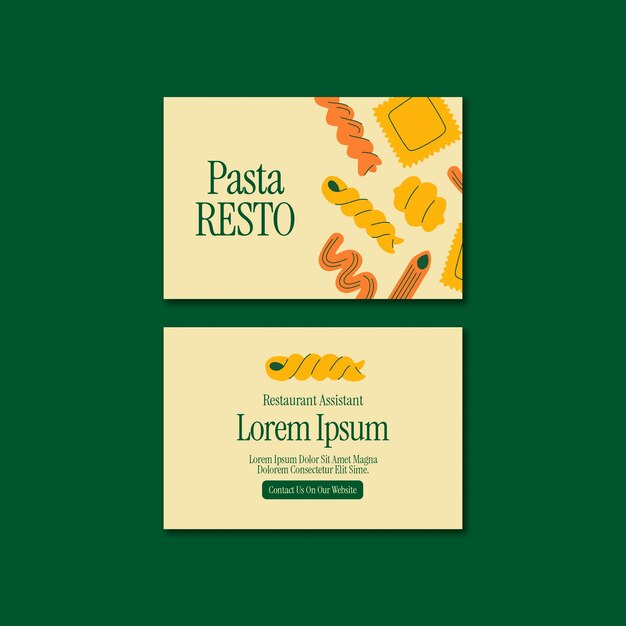 Biglietto da visita del ristorante italiano dal design piatto