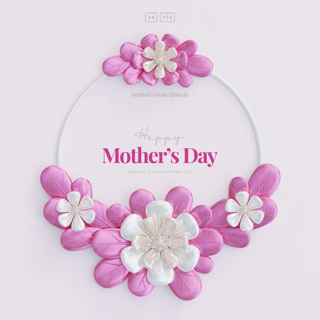 Biglietto di auguri per la festa della mamma Sfondo floreale con fiori e foglie decorativi