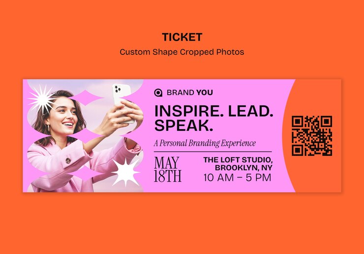 PSD gratuito biglietto per un'esperienza di branding personale: ispirare, guidare, parlare a brooklyn