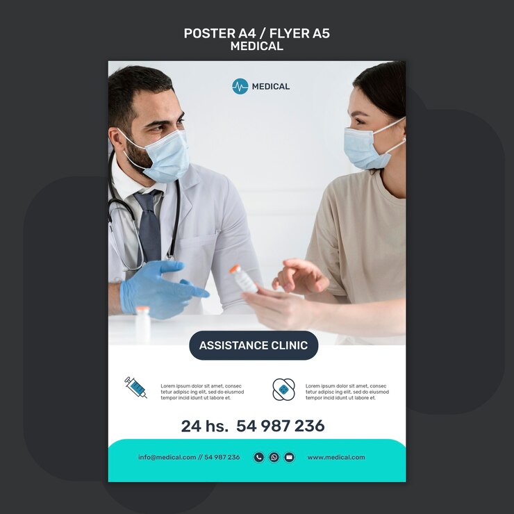 Gratis PSD bijstand kliniek poster sjabloon
