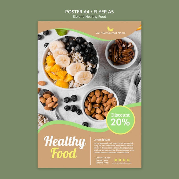 Gratis PSD bio en gezond voedsel poster