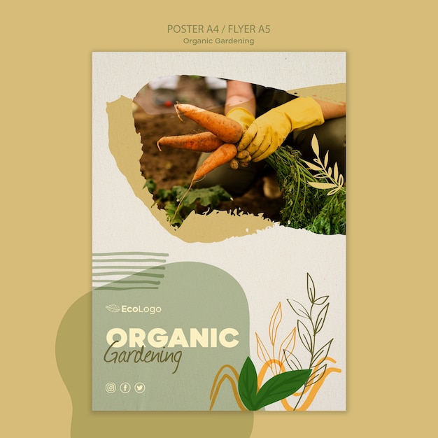 Gratis PSD biologisch tuinieren flyer met foto