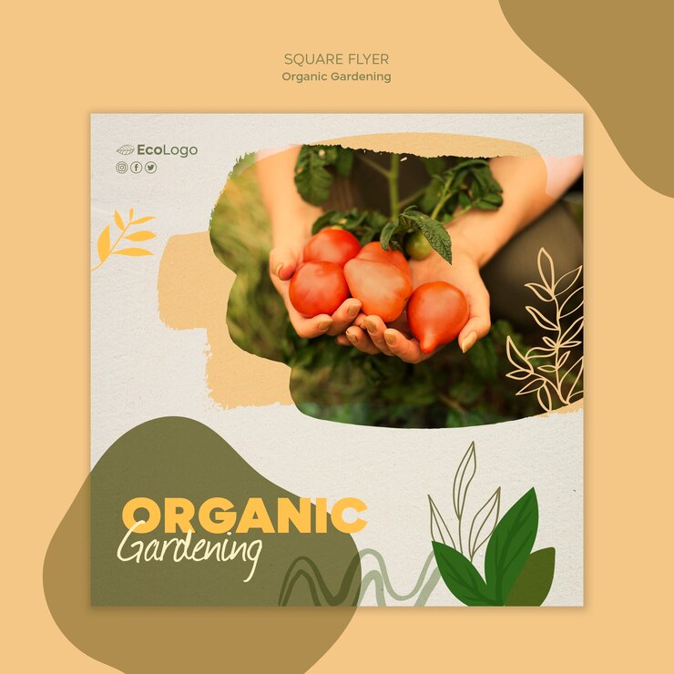 Gratis PSD biologisch tuinieren flyer sjabloon
