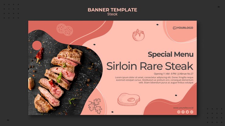 PSD gratuito bistecca banner modello di concetto