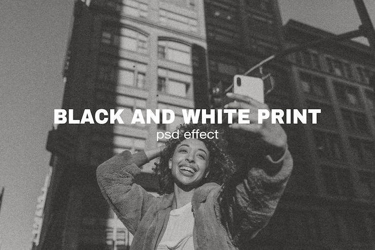 PSD Gratis black and white print psd effect photoshop add-on