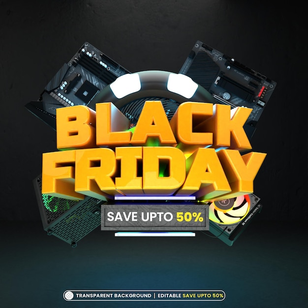 Black friday 3d teksteffect post ontwerpsjabloon