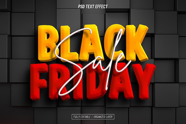PSD Gratis black friday 3d text effect