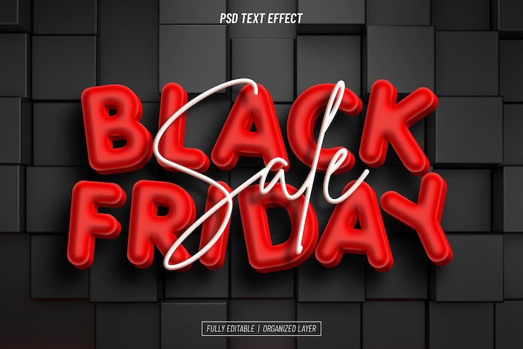 PSD Gratis black friday 3d text effect