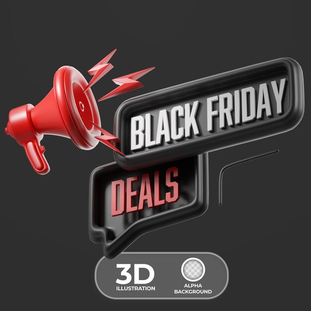 Black Friday advertising deals 3d illustration