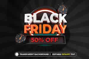 Gratis PSD black friday-bannerachtergrond met bewerkbaar teksteffect