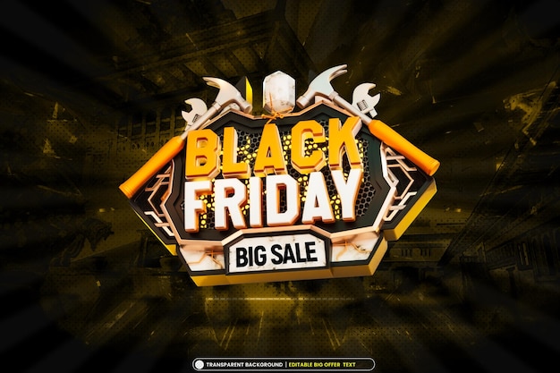 Gratis PSD black friday grote verkoopbanner met bewerkbare tekst