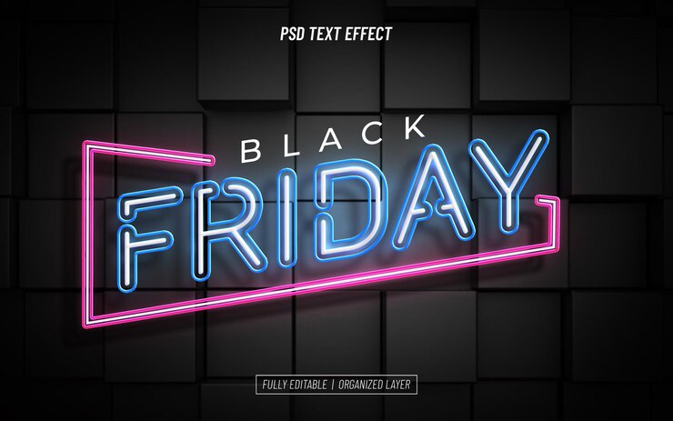 PSD Gratis black friday neon text effect