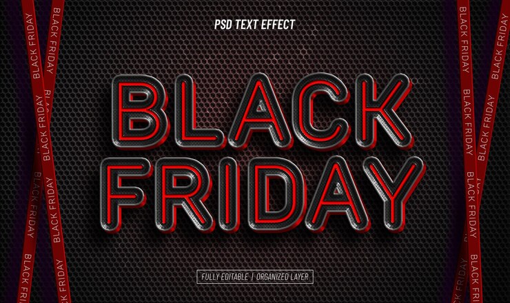 PSD Gratis black friday neon text effect
