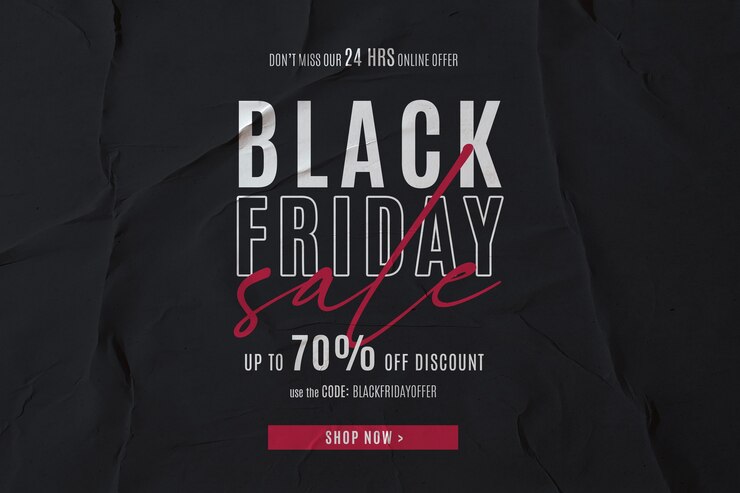 PSD Gratis black friday sale banner in glued paper background