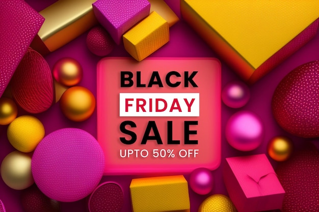 Gratis PSD black friday sale banner in pink amp black voor sociale media en zakelijke doeleinden