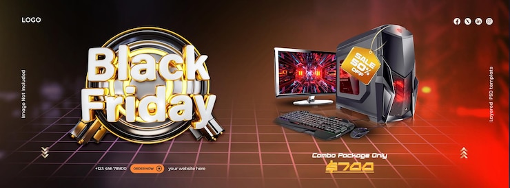 PSD gratuito black friday sale modello di progettazione di copertine per i social media