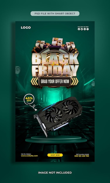 Gratis PSD black friday speciale verkoop sociale media verhaal ontwerpsjabloon