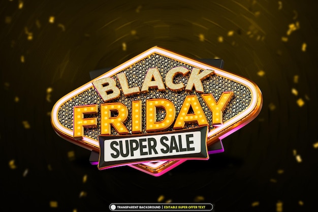Gratis PSD black friday super sale-banner met bewerkbare tekst
