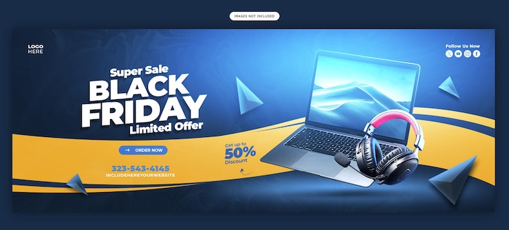 Gratis PSD black friday super sale facebook cover banner sjabloon