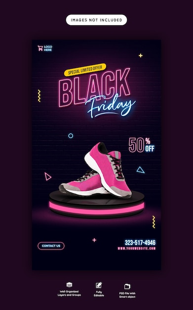 Black friday super sale instagram en facebook story bannersjabloon