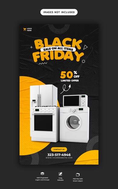 Black friday super sale instagram en facebook story bannersjabloon