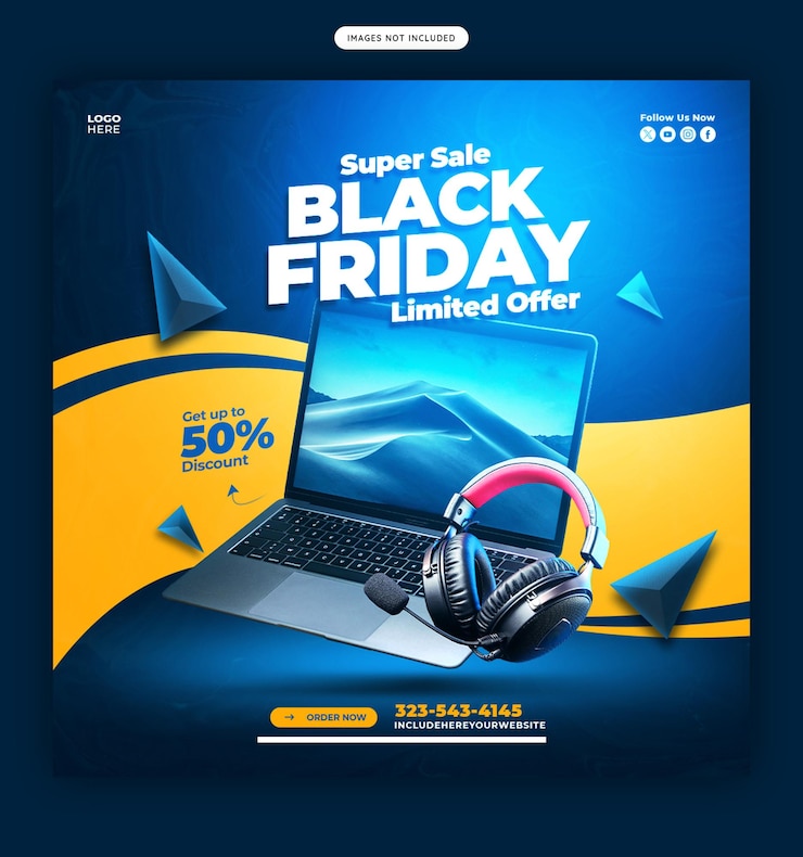 Gratis PSD black friday super sale social media banner of instagram post sjabloon