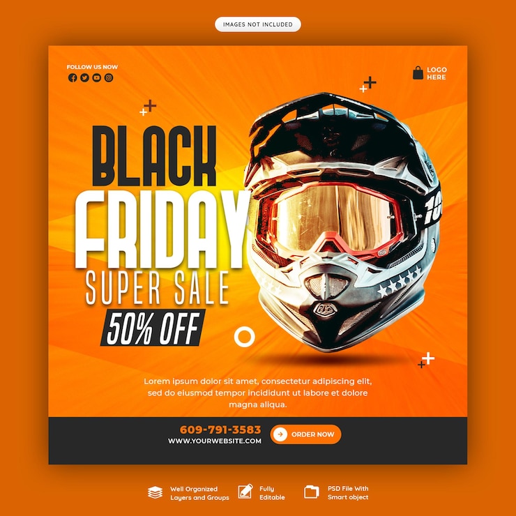 Gratis PSD black friday super sale sociale media banner sjabloon