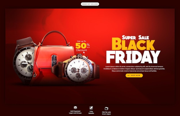 Gratis PSD black friday super sale webbanner sjabloon