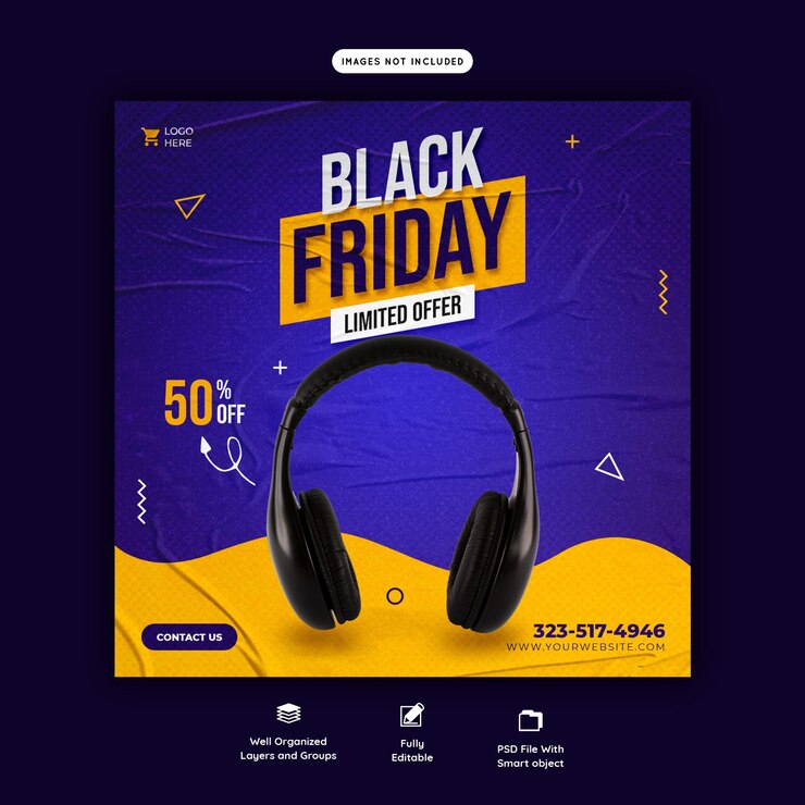 PSD gratuito black friday super vendita modello di banner per i social media