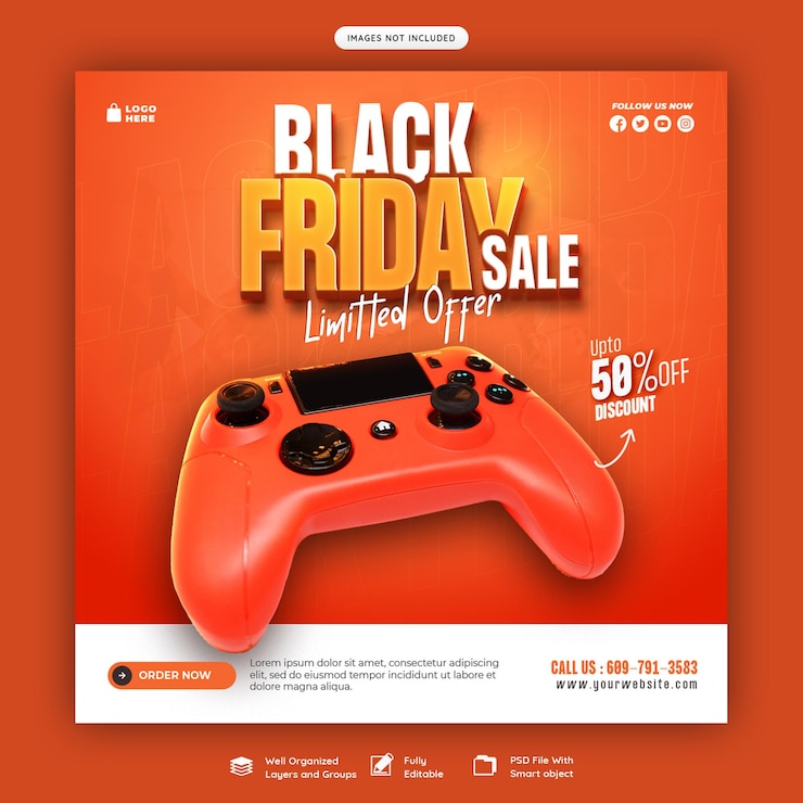PSD gratuito black friday super venta de las redes sociales plantilla de banner