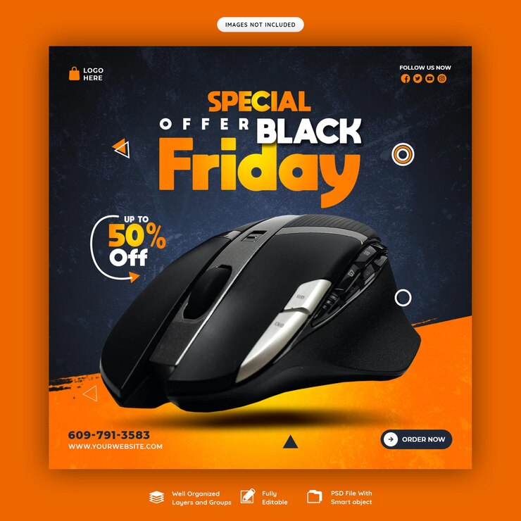 PSD gratuito black friday super venta de las redes sociales plantilla de banner