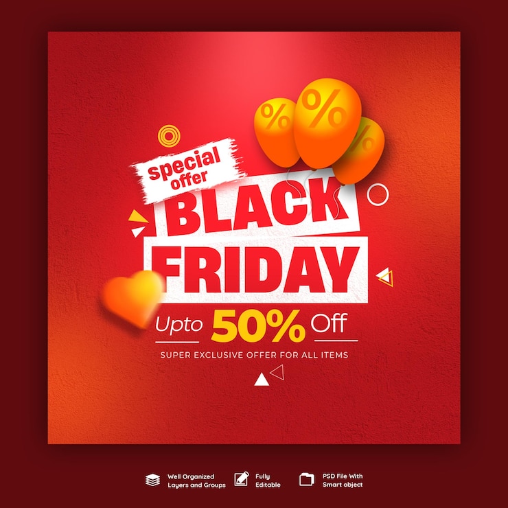 PSD gratuito black friday super venta de las redes sociales plantilla de banner