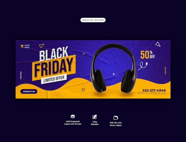 Gratis PSD black friday-superverkoop facebook-omslagsjabloon